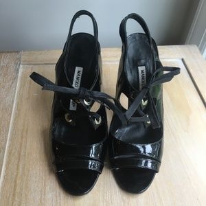 Manolo Blahnik Lace-Up Patent Leather Heels